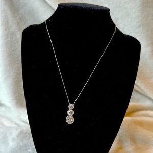 Cute necklace Uncertain if sterling or diamond chips. Stamped but unreadable.